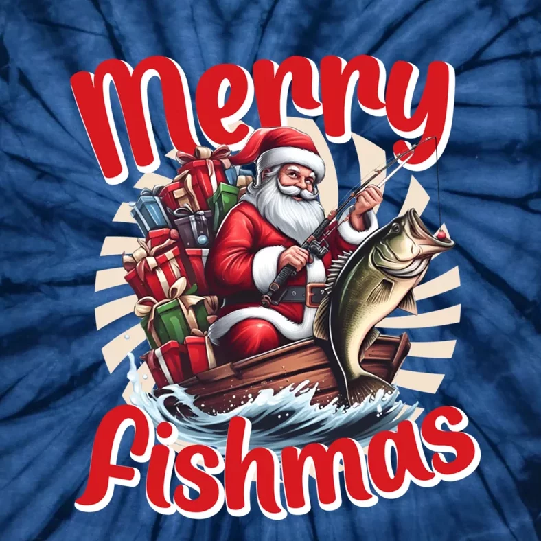 Santa Claus Fishing Merry Fishmas Christmas Tie-Dye T-Shirt