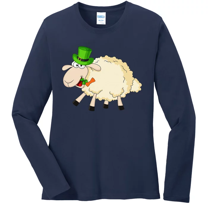 Sheep Celebrate Festival Of St. Patrick Green Gift Ladies Long Sleeve Shirt