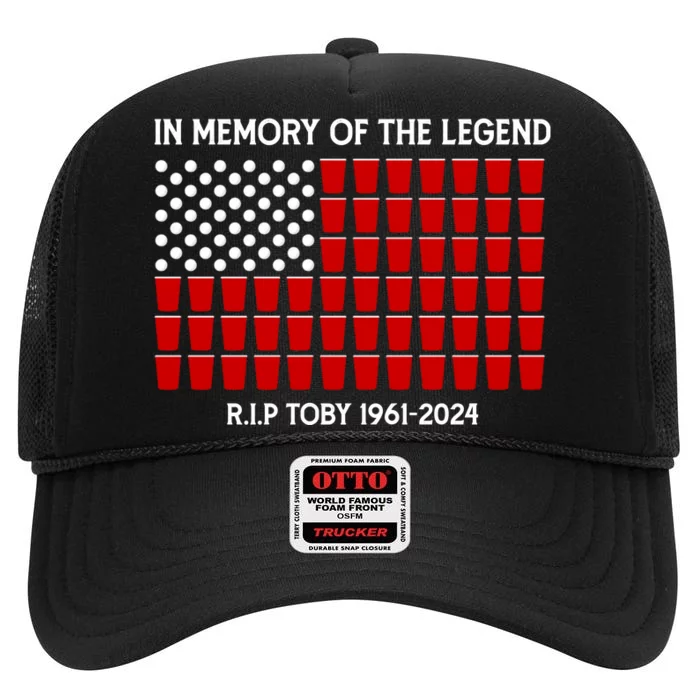 Solo Cup Flag Rip The Legend Toby High Crown Mesh Trucker Hat