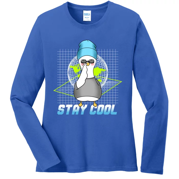 Stay Cool Funny Duck Goose Futuristic Duck Great Gift Ladies Long Sleeve Shirt