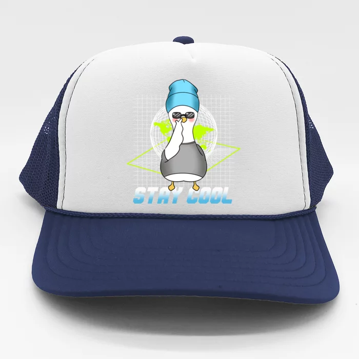 Stay Cool Funny Duck Goose Futuristic Duck Great Gift Trucker Hat