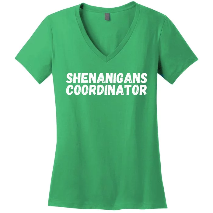 Shenanigans Coordinator Funny St Patrick's Day Women's V-Neck T-Shirt