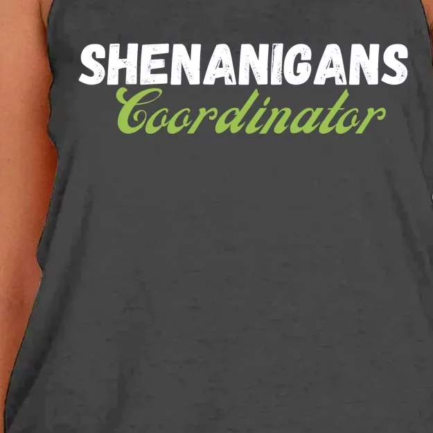 Shenanigans Coordinator Funny St Patrick's Day Women's Knotted Racerback Tank