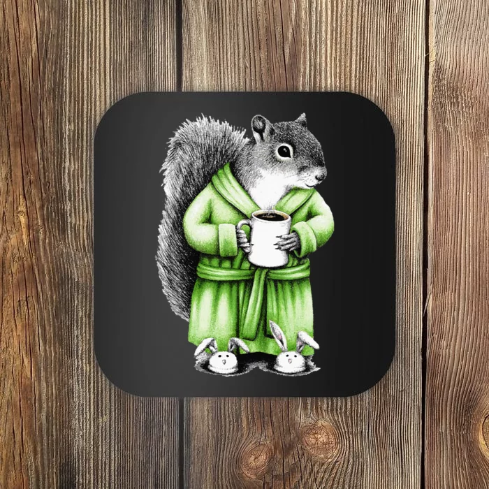 Squirrel Coffee Funny Coffee Drinking Squirrel Coaster