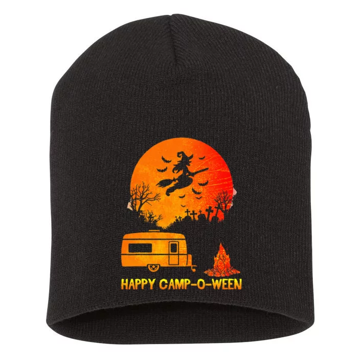 Spooky Camping Fun Happy Camp O Ween Short Acrylic Beanie