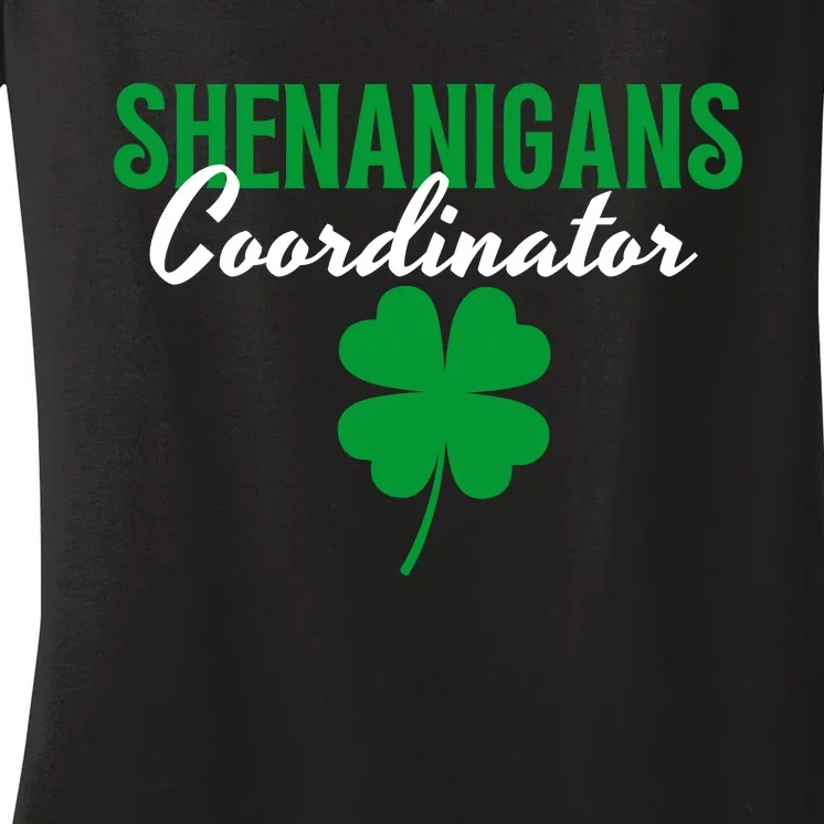 Shenanigans Coordinator Funny St Patrick's Day Women's V-Neck T-Shirt