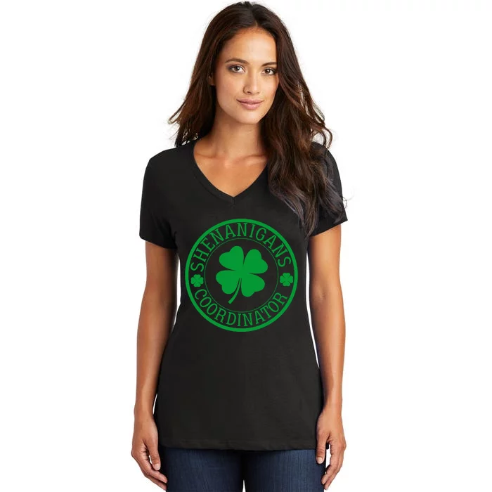 Shenanigans Coordinator Funny St Patrick's Day Women's V-Neck T-Shirt