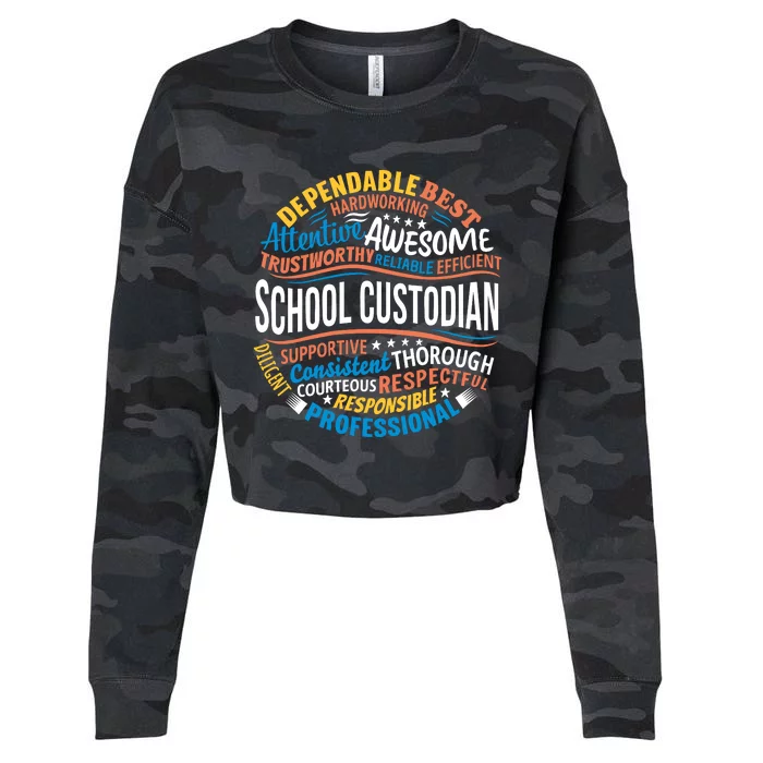 School Custodians Funny Appreciation Gift Cropped Pullover Crew