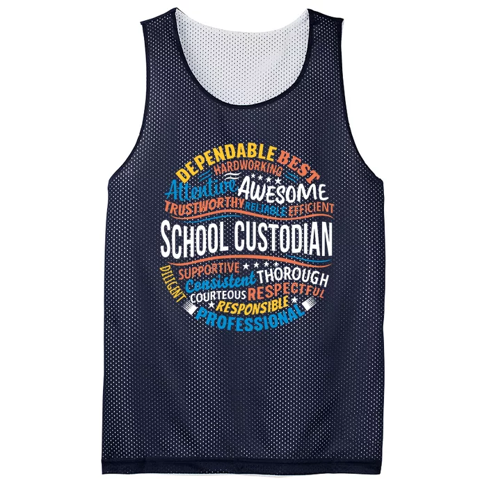 School Custodians Funny Appreciation Gift Mesh Reversible Basketball Jersey Tank