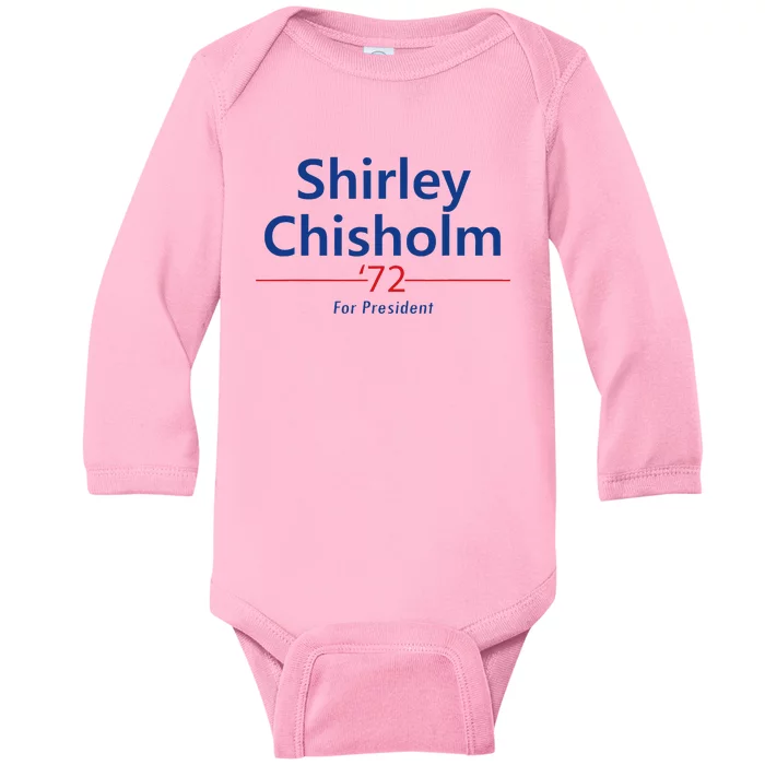 Shirley Chisholm For President 1972 Light Baby Long Sleeve Bodysuit