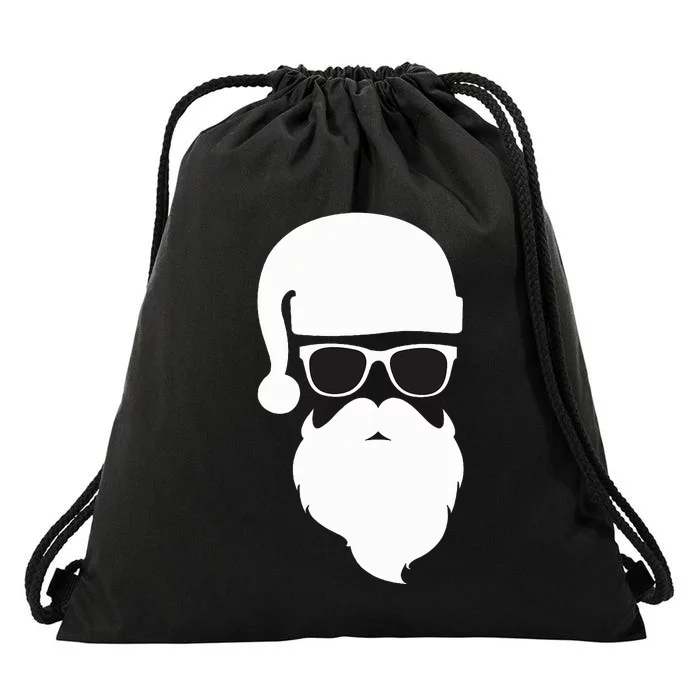 Santa Claus Face Sunglasses with Hat Beard Christmas Drawstring Bag