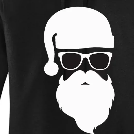 Santa Claus Face Sunglasses with Hat Beard Christmas Women's Pullover Hoodie