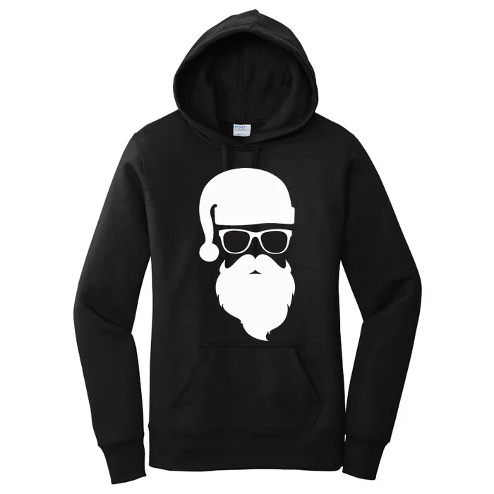 Santa Claus Face Sunglasses with Hat Beard Christmas Women's Pullover Hoodie