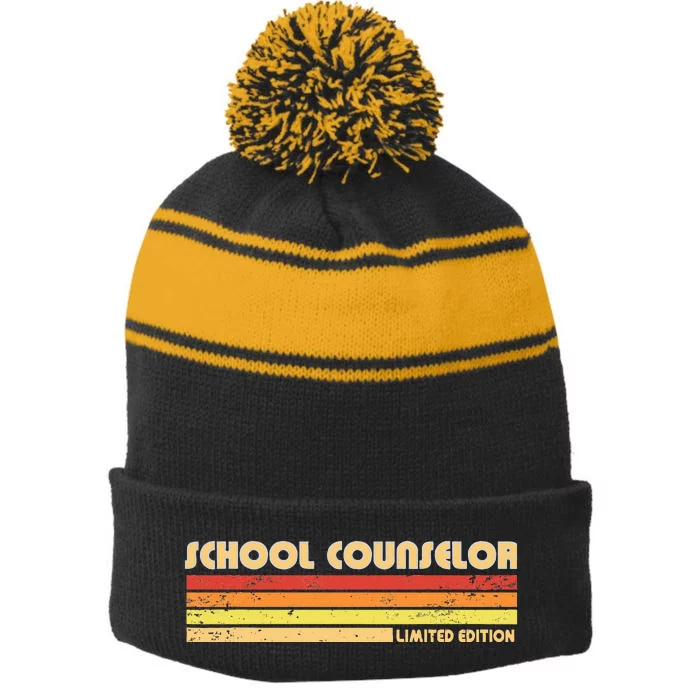 School Counselor Funny Personalized Profession Birthday Idea Stripe Pom Pom Beanie