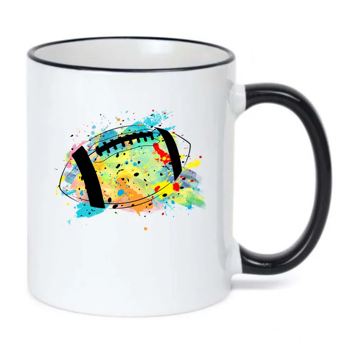 Splattered Colorful Football Lover Black Color Changing Mug