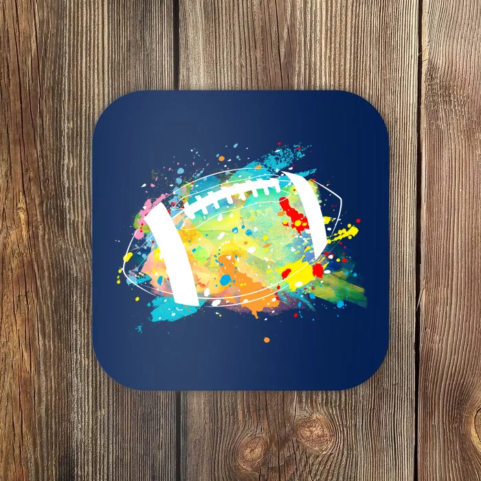 Splattered Colorful Football Lover Coaster