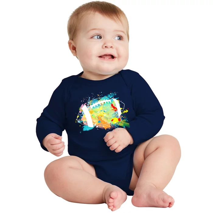 Splattered Colorful Football Lover Baby Long Sleeve Bodysuit