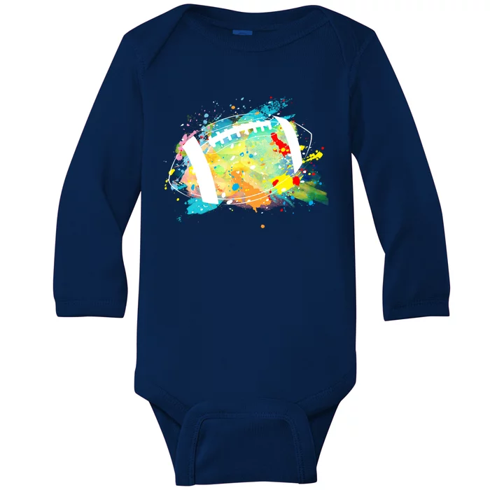 Splattered Colorful Football Lover Baby Long Sleeve Bodysuit