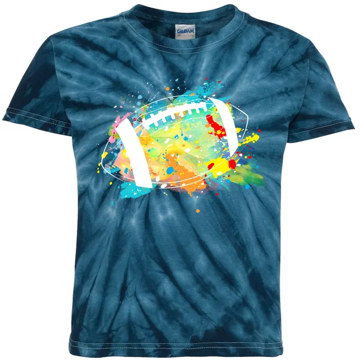 Splattered Colorful Football Lover Kids Tie-Dye T-Shirt