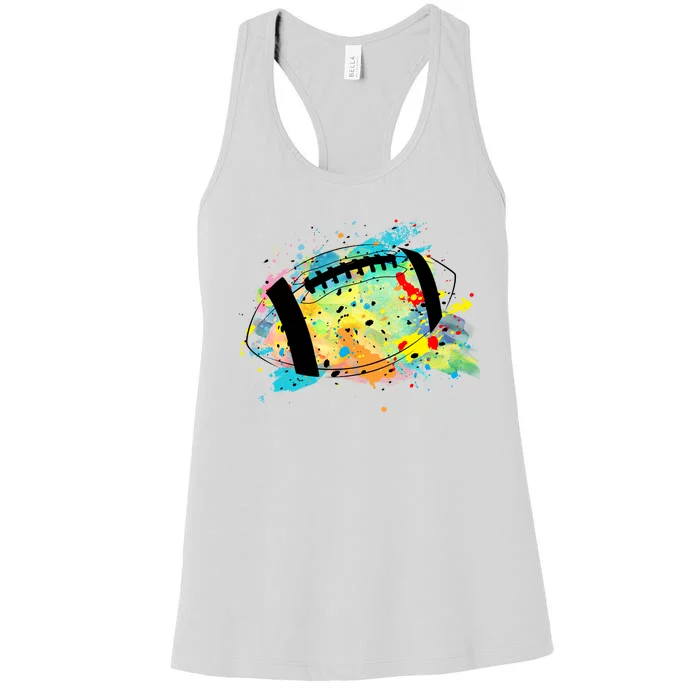 Splattered Colorful Football Lover Women's Racerback Tank