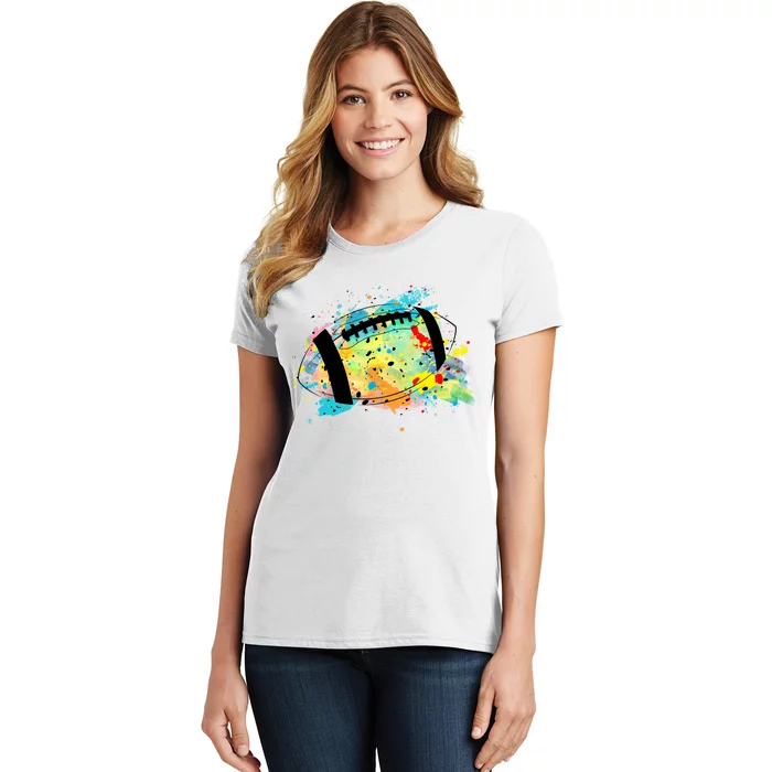 Splattered Colorful Football Lover Women's T-Shirt