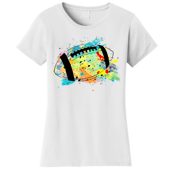 Splattered Colorful Football Lover Women's T-Shirt