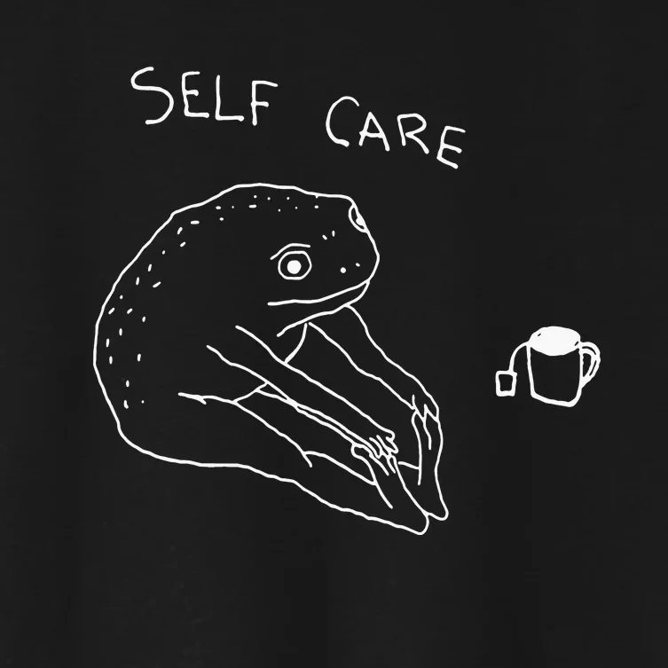 Self Care Frog Drinking Tea Yoga Women's Crop Top Tee