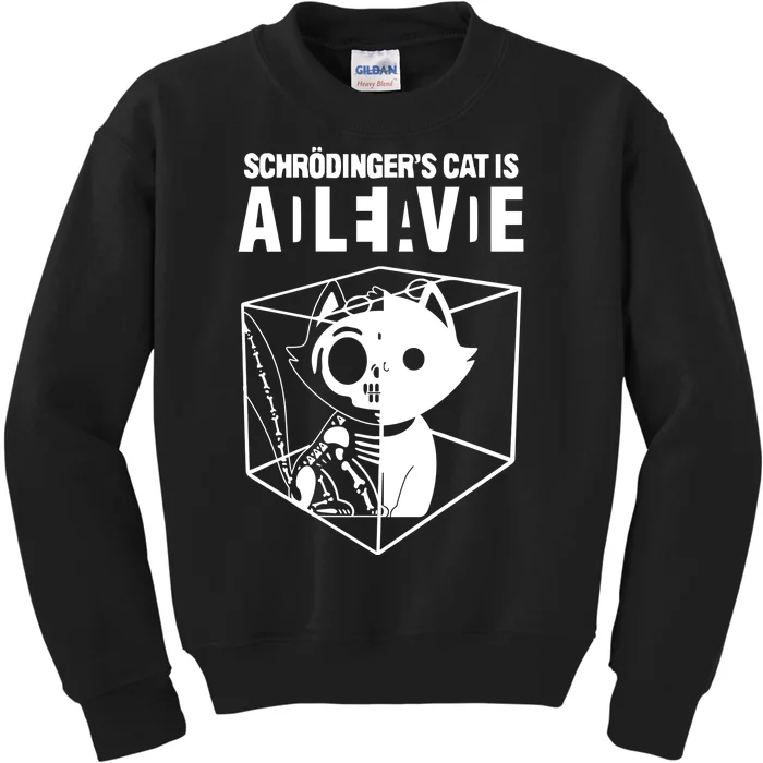 Schrodinger’s Cat Funny Science Cat Dead And Alive Kids Sweatshirt