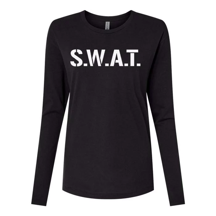 SWAT Costume Funny Halloween Group Outfit Funny Funny Womens Cotton Relaxed Long Sleeve T-Shirt