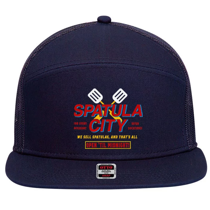 Spatula City Funny 7 Panel Mesh Trucker Snapback Hat