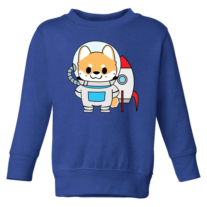 Shiba Cute Fox Rocket Ship Cartoon Toddler Sweatshirt