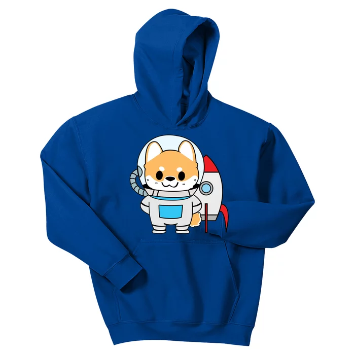 Shiba Cute Fox Rocket Ship Cartoon Kids Hoodie