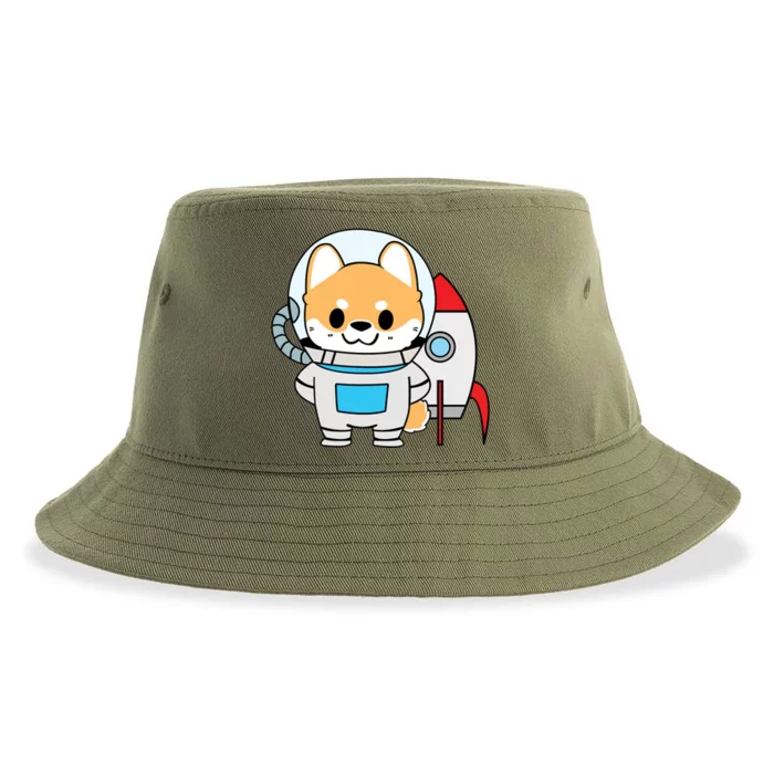 Shiba Cute Fox Rocket Ship Cartoon Sustainable Bucket Hat