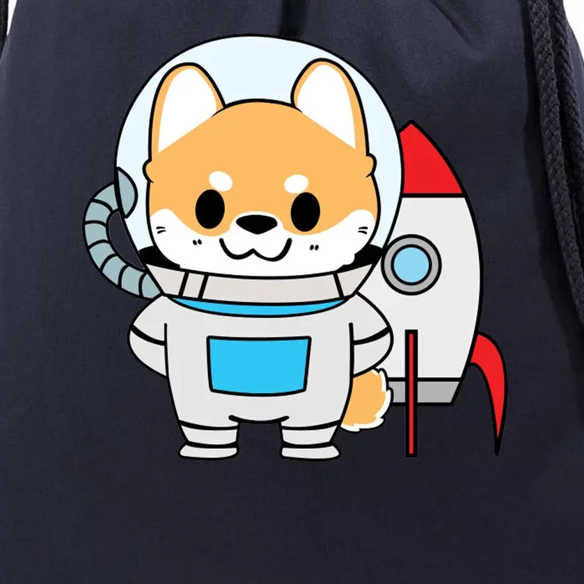 Shiba Cute Fox Rocket Ship Cartoon Drawstring Bag