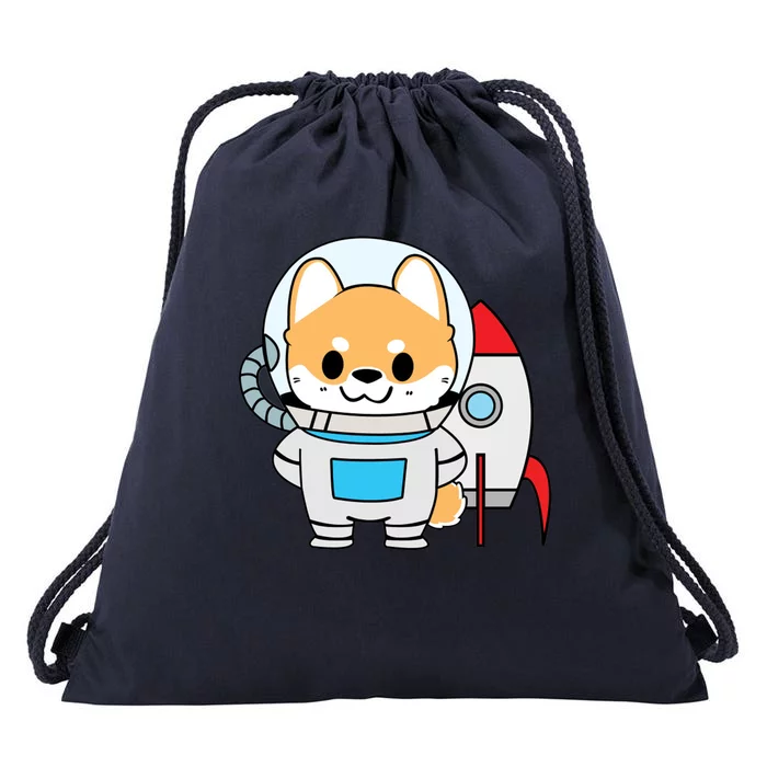 Shiba Cute Fox Rocket Ship Cartoon Drawstring Bag