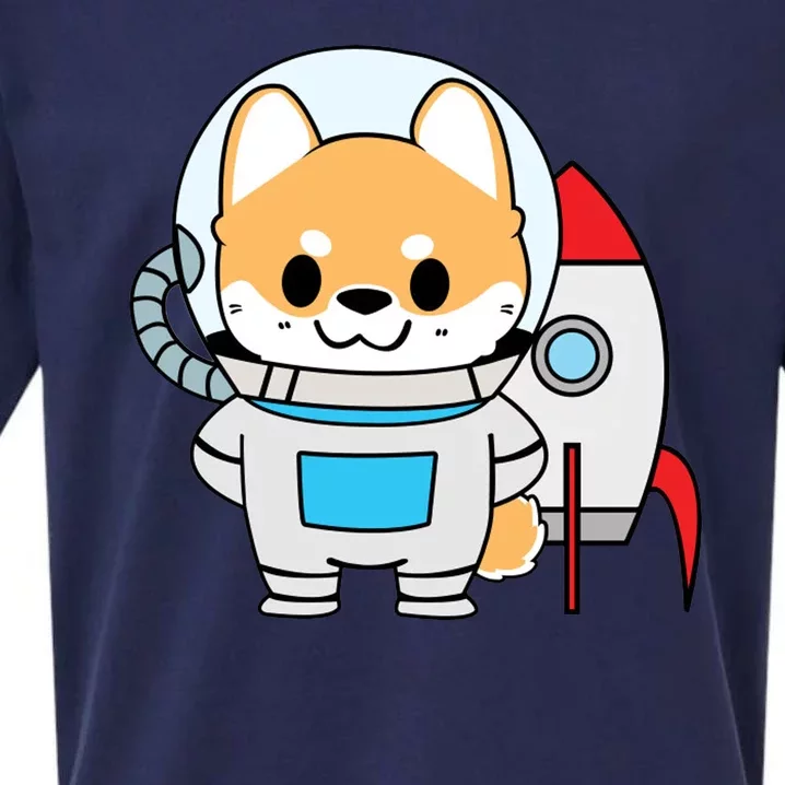 Shiba Cute Fox Rocket Ship Cartoon Sueded Cloud Jersey T-Shirt