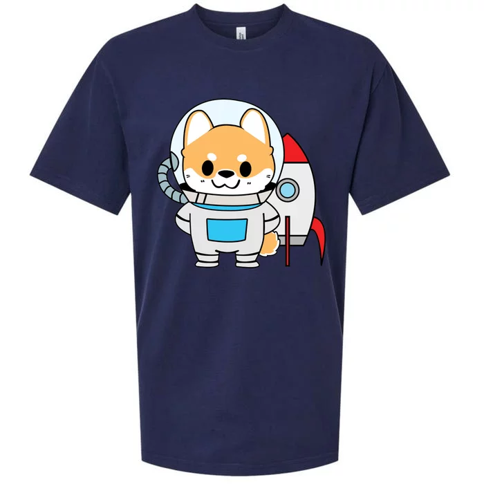 Shiba Cute Fox Rocket Ship Cartoon Sueded Cloud Jersey T-Shirt