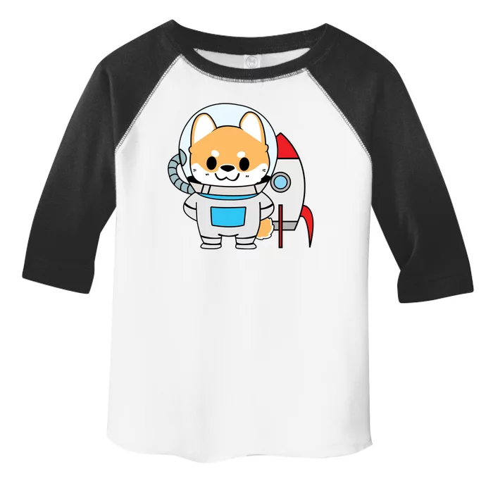 Shiba Cute Fox Rocket Ship Cartoon Toddler Fine Jersey T-Shirt