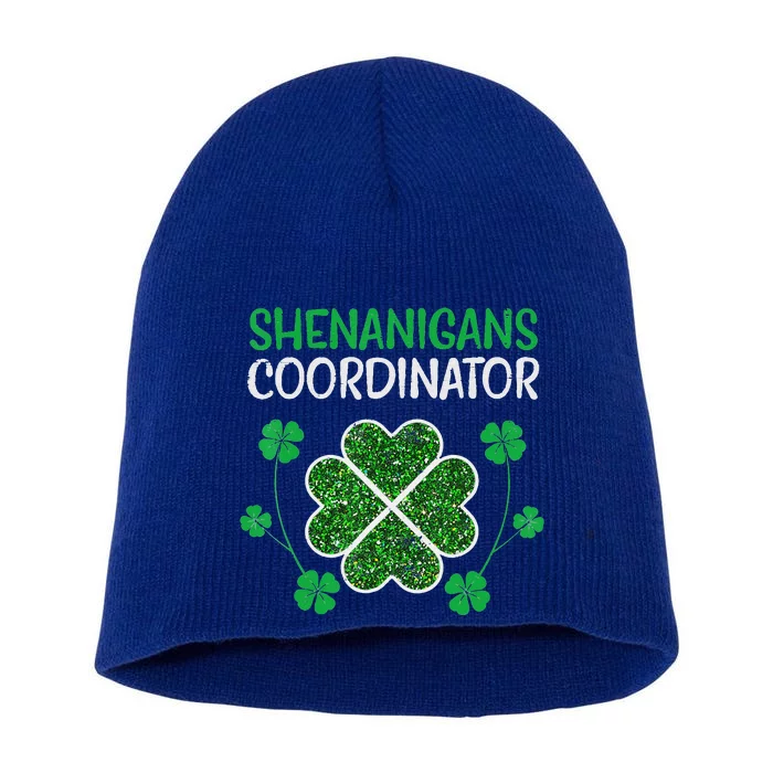 Shenanigans Coordinator Funny St Patricks Day Teacher Short Acrylic Beanie