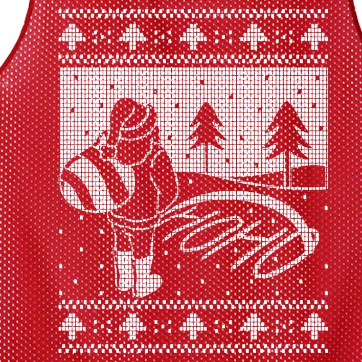 Santa Claus Funny Taking A Leak Ho Ho Ho Tree Snow Ugly Christmas Mesh Reversible Basketball Jersey Tank