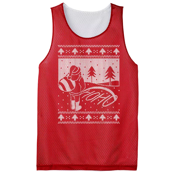 Santa Claus Funny Taking A Leak Ho Ho Ho Tree Snow Ugly Christmas Mesh Reversible Basketball Jersey Tank