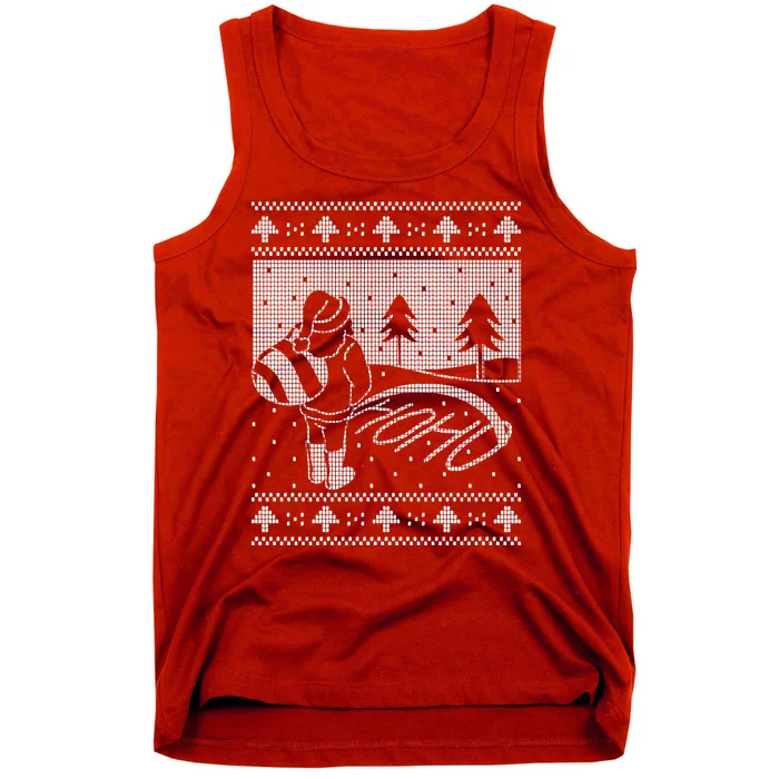 Santa Claus Funny Taking A Leak Ho Ho Ho Tree Snow Ugly Christmas Tank Top