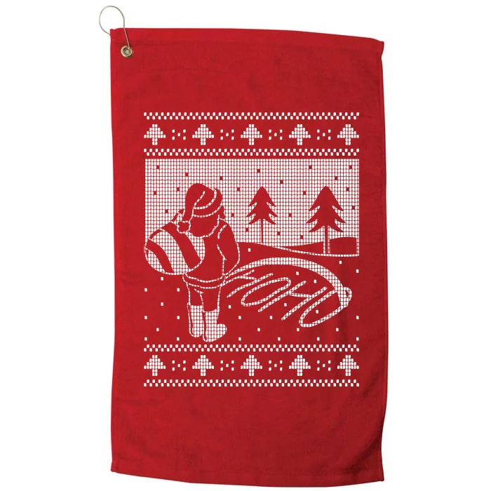 Santa Claus Funny Taking A Leak Ho Ho Ho Tree Snow Ugly Christmas Platinum Collection Golf Towel