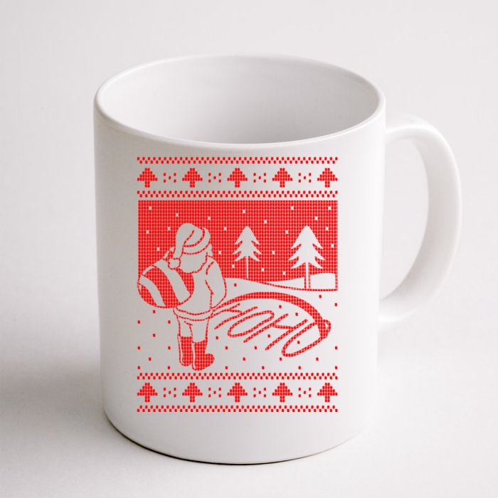 Santa Claus Funny Taking A Leak Ho Ho Ho Tree Snow Ugly Christmas Front & Back Coffee Mug