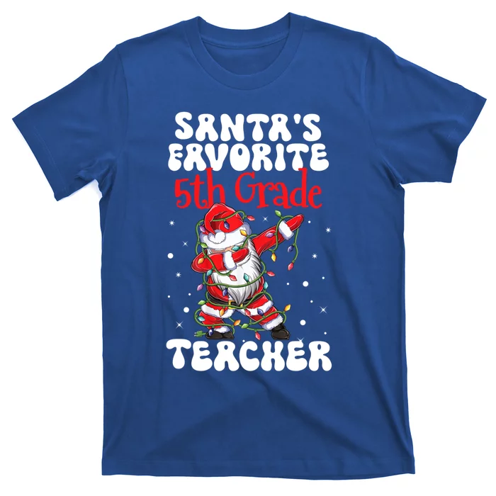 Santa Claus Favorite 5th Grade Teacher Christmas Dabbing Gift T-Shirt