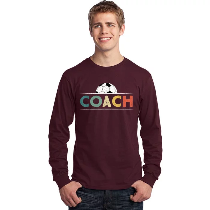 Soccer Coach Funny Retro Vintage Soccer Ball Coaching Tall Long Sleeve T-Shirt