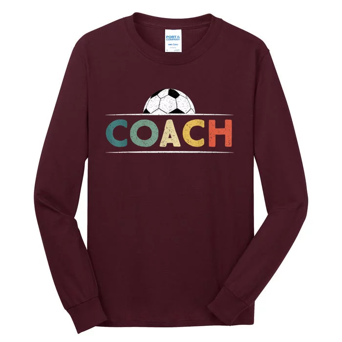 Soccer Coach Funny Retro Vintage Soccer Ball Coaching Tall Long Sleeve T-Shirt