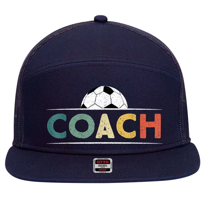 Soccer Coach Funny Retro Vintage Soccer Ball Coaching 7 Panel Mesh Trucker Snapback Hat