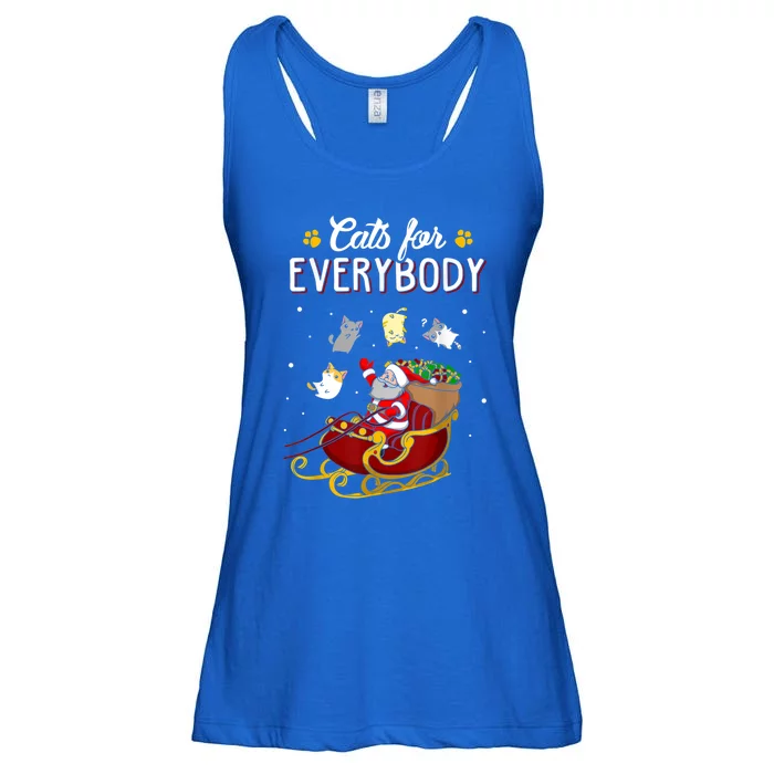 Santa Cats For Everybody Ugly Christmas Sweater Cat Lover Great Gift Ladies Essential Flowy Tank