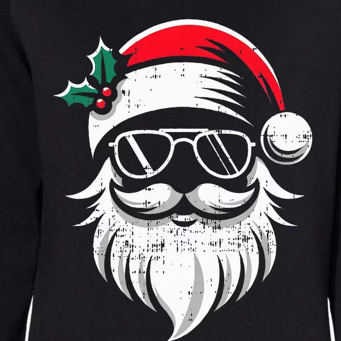 Santa Claus Face Sunglasses With Hat Beard Xmas Womens California Wash Sweatshirt